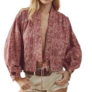 Free People Rosalina Jacket In Mocha Combo Floral Women's Size XS